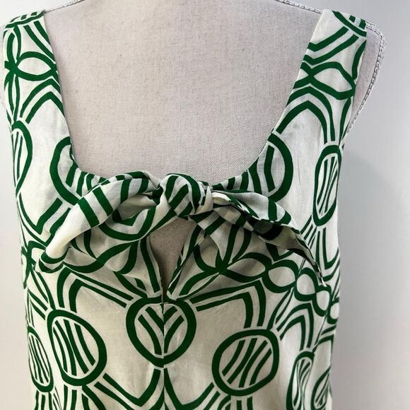 Anthropologie Maeve smocked tank top boxy size small ivory green print - Picture 4 of 11